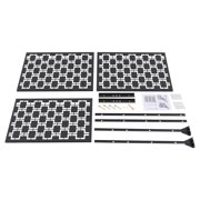 36x74 Metal Privacy Screen Outdoor, 6.2ft Tall Freestanding Decorative Fence Panel - Black Grid Style Patio Divider for Garden, Balcony, Backyard, Terrace - Heavy Duty Weatherproof Steel