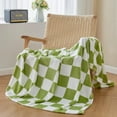 thumbnail image 6 of Checkered Throw Blanket for Couch, Soft & Cozy Fleece Flannel Blanket with Checkerboard Grid Home Decor, Checkered Green, 50x60 Inches, 6 of 8