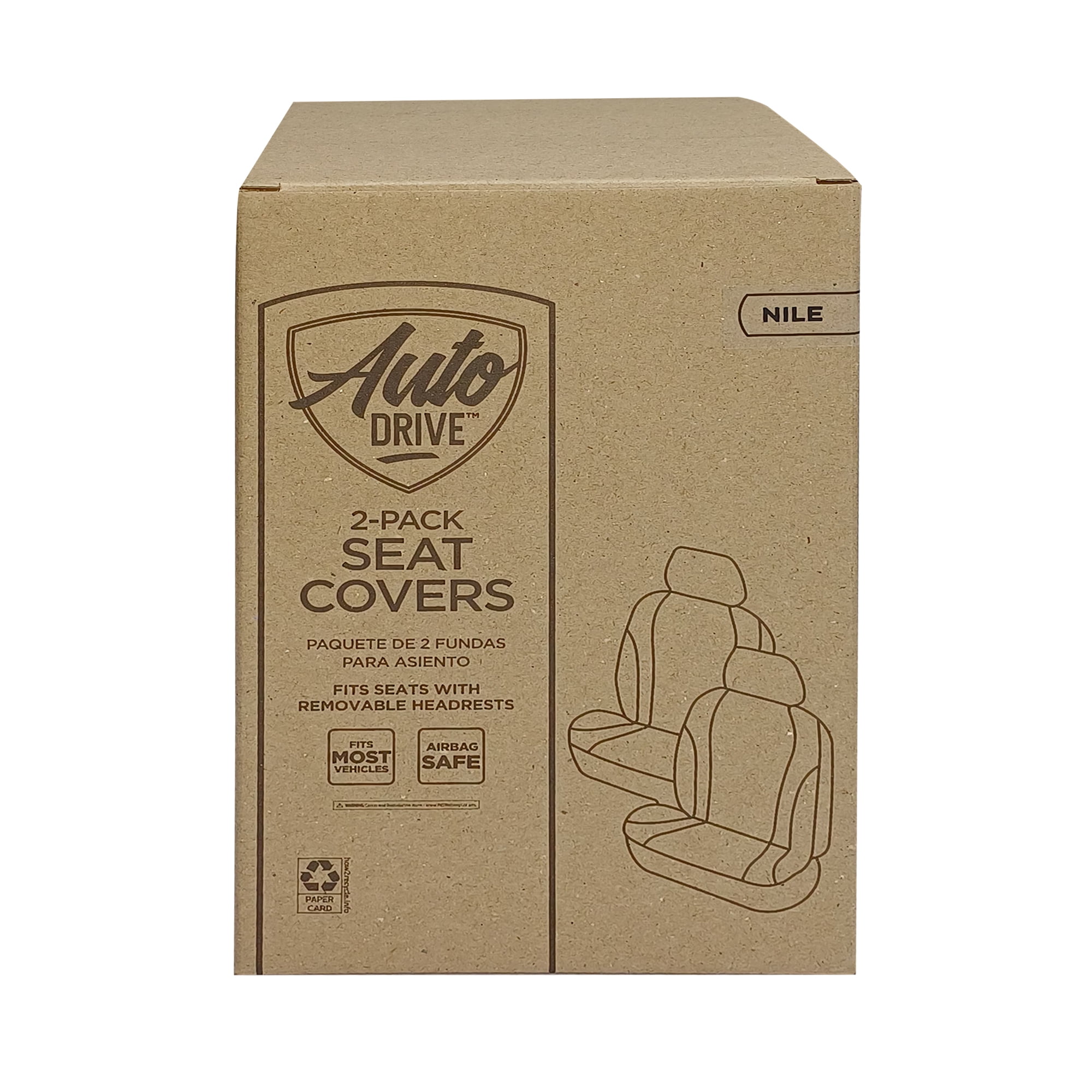 Auto Drive Nile Polyester Seat Cover 2-Pack, Airbag Safe, Fits Most Vehicles