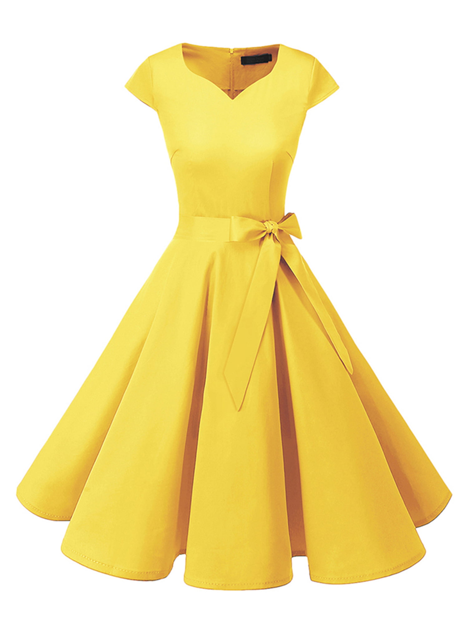 DRESSTELLS® Women's Retro 1950s Rockabilly Bridesmaid Polka Dots Vintage Cocktail Dress Cap-Sleeves 