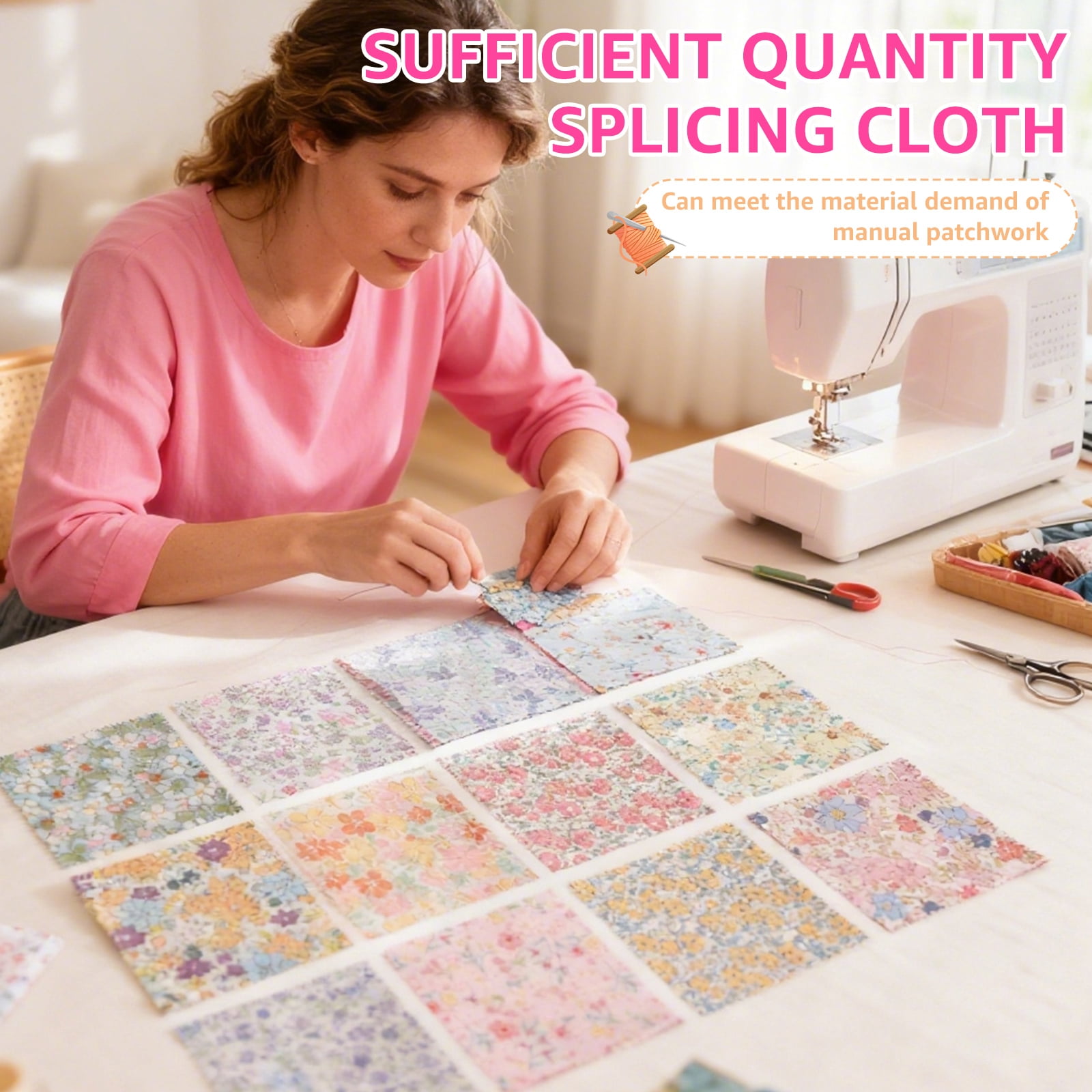 Evjurcn 126 Pcs Colourful Charm Packs for Quilting 5x5 inch Cotton Fabric Squares Bundle Pre-Cut Quilted Fabric Floral Patchwork for Sewing DIY Scrapbooking Craft Patchwork