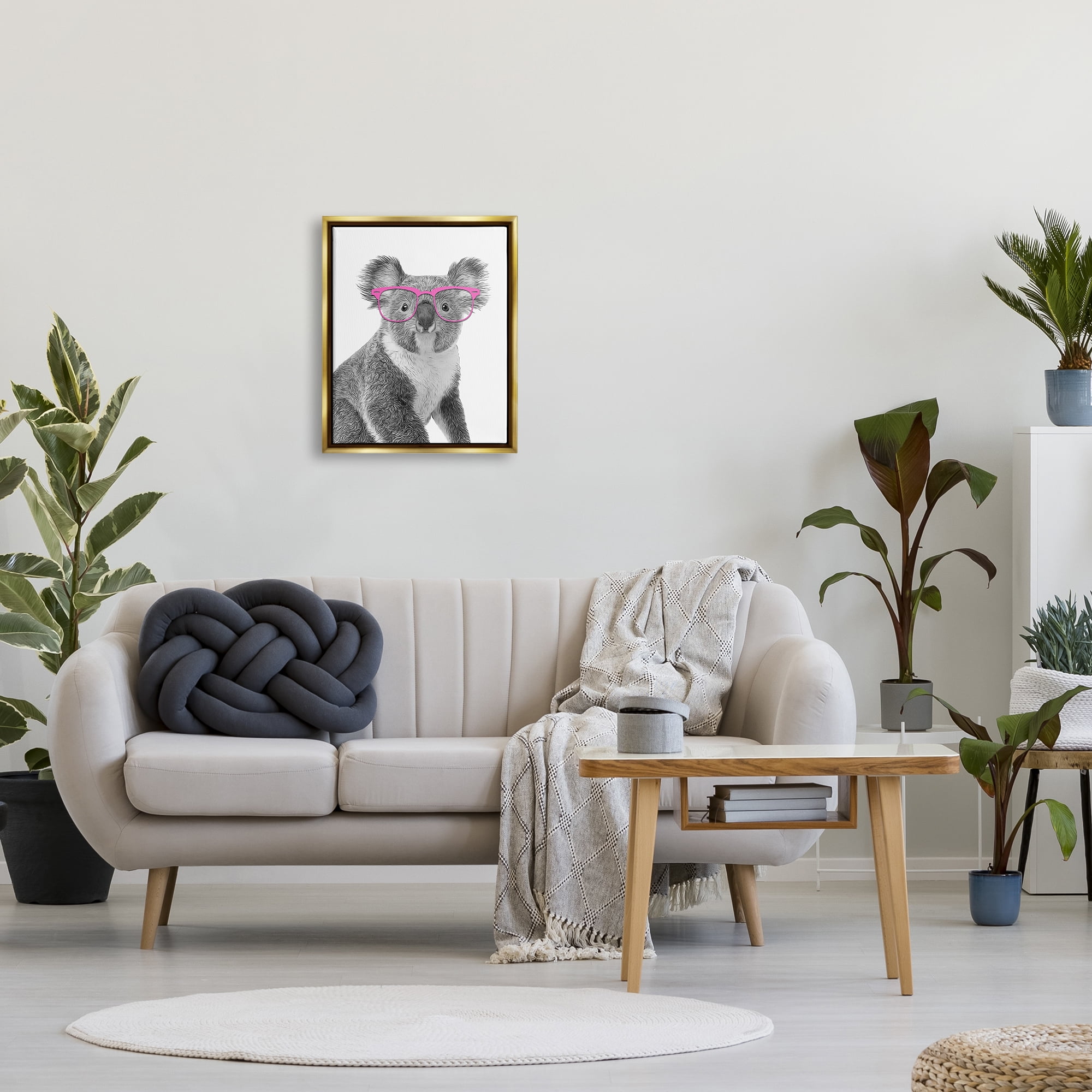 Stupell Industries Funny Koala Wildlife In Glasses Animals & Insects Painting Gold Floater Framed Art Print Wall Art