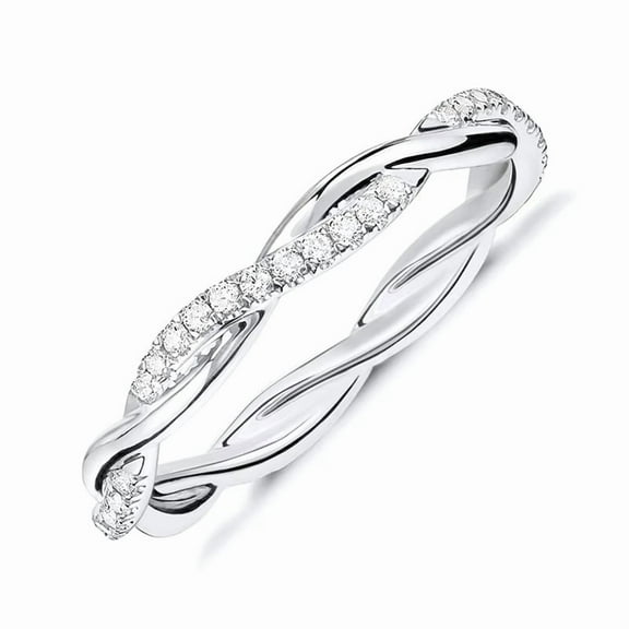 Whudwhu Moissanite Rings for Women Silver Twist Design Wedding Ring Set