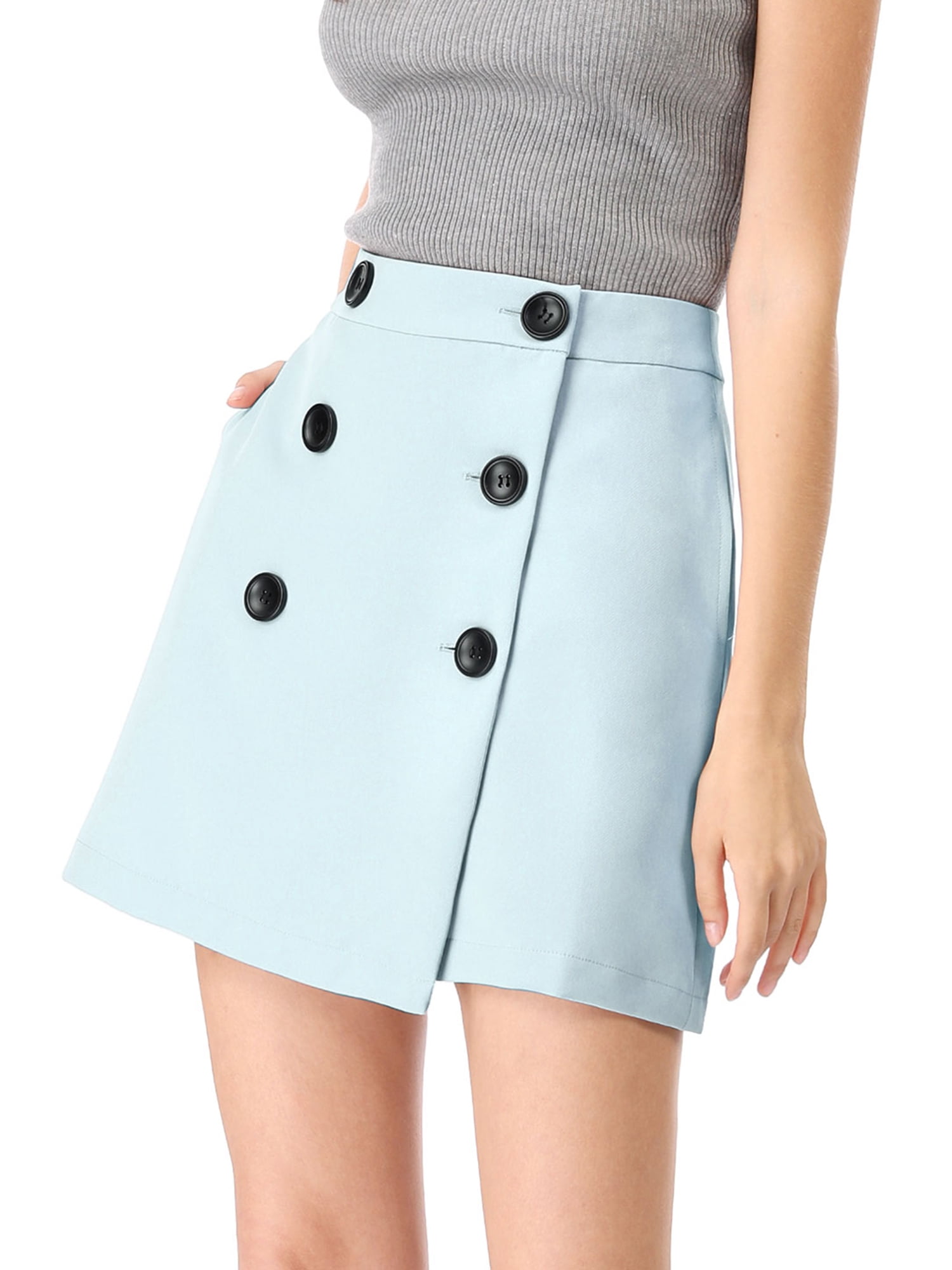 blue button up skirt