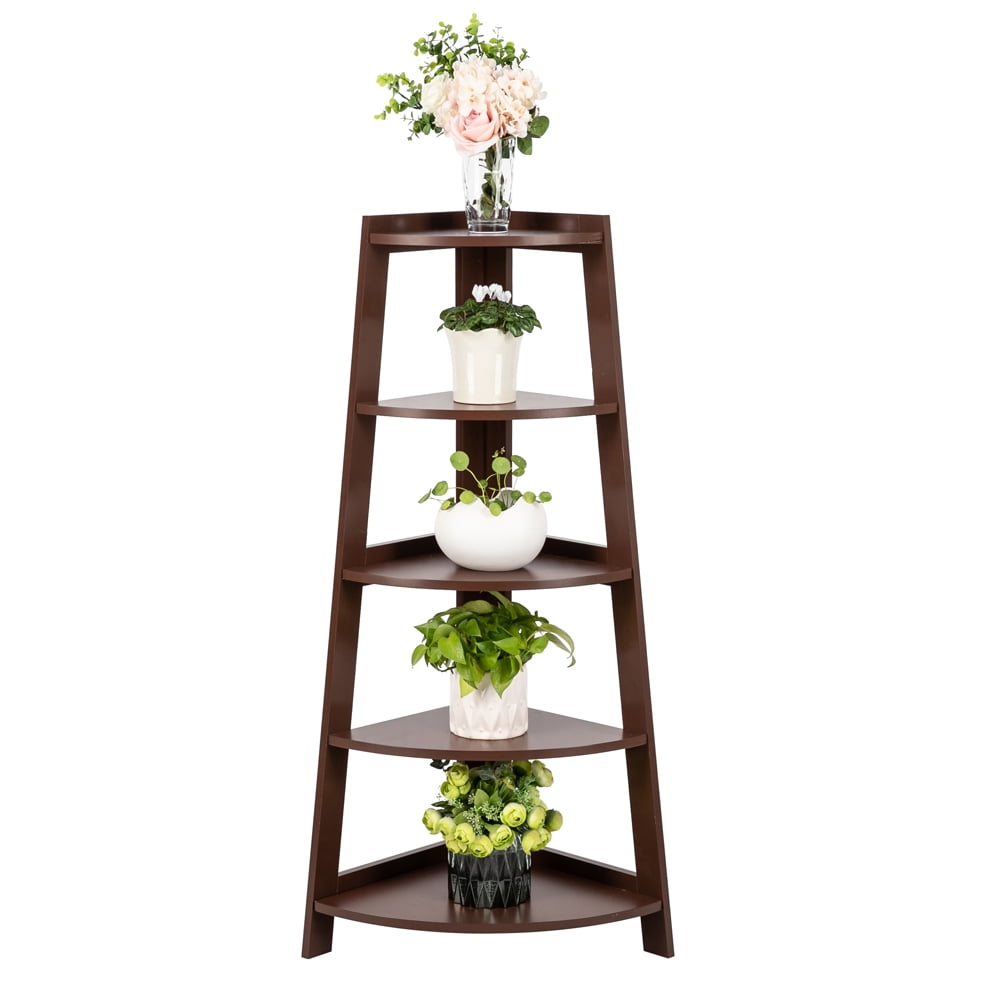 Lowestbest 5 Tier Shelf Stand, Stand Storage Rack Organizer, Wood Display Storage Home Furniture, Brown Lowestbest 5 Tier Shelf Stand, Stand Storage Rack Organizer, Wood Display Storage Home Furniture, Brown