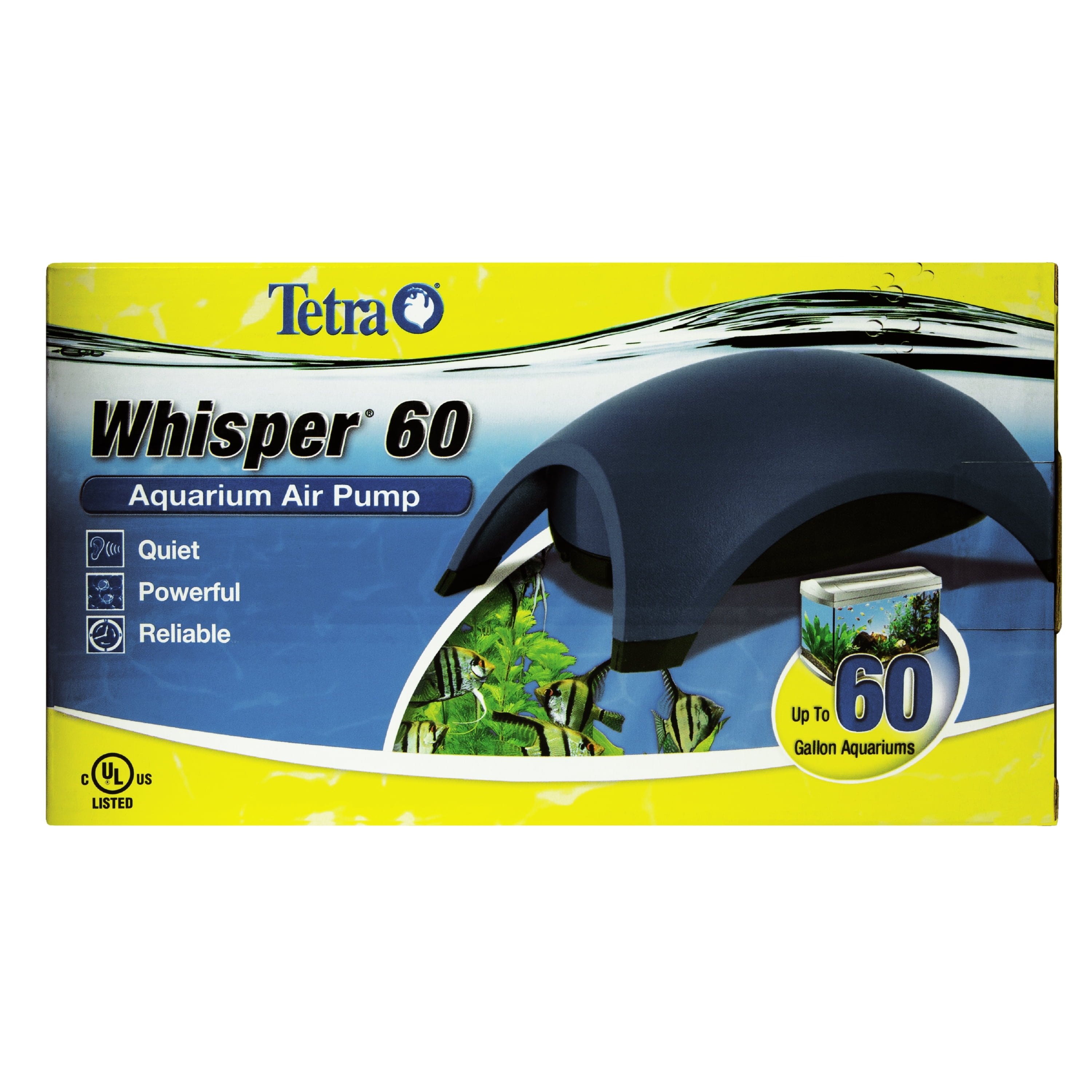 Whisper Air Pump 30 60 Gallons, For Aquariums, Quiet, Airflow - Walmart.com