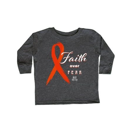 

Inktastic Faith Over Fear World AIDS Day with Red Ribbon Gift Toddler Boy or Toddler Girl Long Sleeve T-Shirt