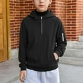 thumbnail image 3 of BFHHYA Boys (5-14Y) Quarter-Zip Hoodie Raglan-Sleeve Pullover Long Sleeve Solid Color Casual Sweatshirt with Pockets, for Family Hikes, 3 of 8