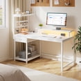 thumbnail image 5 of EnHomee 39.4" W Gaming Desk with LED Light Coner Desk with Drawers PC Desk with Reversible Shelves, White, 5 of 7