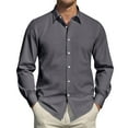 thumbnail image 5 of GrmtClth Button Up Shirt Men Long Sleeve Slim Fit Dress Shirt Vintage Soft Solid Casual Shirts Dark Gray M, 5 of 7
