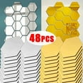 thumbnail image 2 of 48/6Pcs 3D Hexagon Mirror Wall Stickers Self Adhesive Acrylic Removable Wall Decals For Living Room Bedroom DIY Home Decoration, 2 of 10