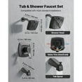 thumbnail image 2 of KFFKFF Tub and Shower Faucet Set with 5.1-Inch Rainfall Shower Head, Bathtub Spout, 5 Spray Modes, Single-Handle Trim Kit, and Brass Pressure Balance Valve, Matte Black, 2 of 9