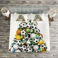 thumbnail image 3 of Ambesonne Letter a Quilted Bedspread Set 3 Pcs, Sports Balls Stacked, Queen Size, Multicolor, 3 of 3