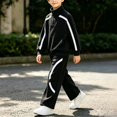 thumbnail image 2 of Fengqque Boy's Active Tracksuits Sets Full Zip Long Sleeve Sports Jogging Suits Athletic Running 2 Piece Sweatsuits Black 14-15 Years, 2 of 6