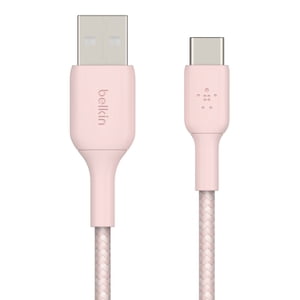 Belkin BoostCharge Braided USB-C Cable, 5ft, Rose Gold