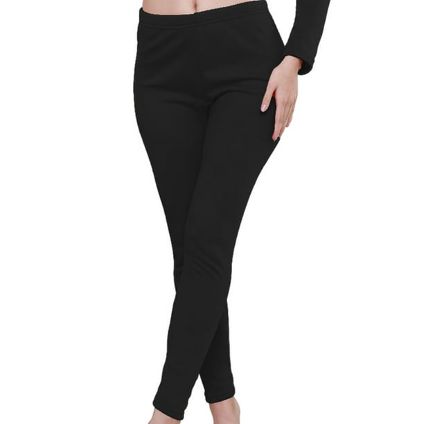 Innerwin Thermal Underwear 2 Pieces Ladies Long Johns Set Base Layer Sleeve  Ultra Soft Top And Bottom Suits Women Pants-Black M 