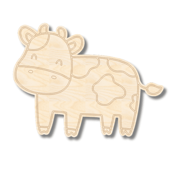 Unfinished Wood Etched Farm Cow Shape | Paint By Line Crafts 5" / 1/8"