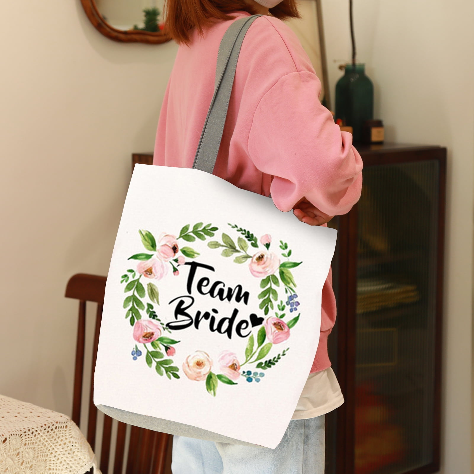 Visland Team Bride Cotton Linen Tote Bag Bridesmaid Gift Bags Bridal Shower Gift Party Wedding Walmart