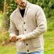 thumbnail image 4 of Gibobby Suéter cárdigan para hombre Suéter de punto con cuello alto y botones para hombre(Caqui,M), 4 of 5