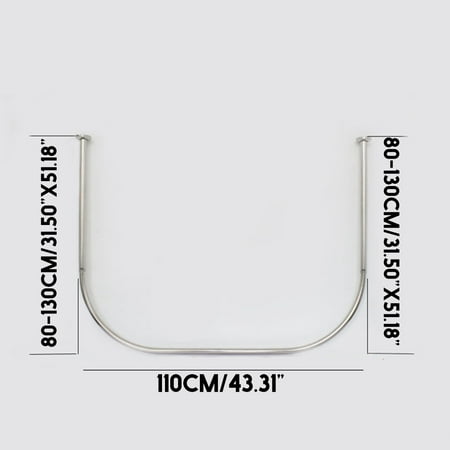Meigar U Shape Extendable Telescopic Shower Curtain Pole Rail Rod