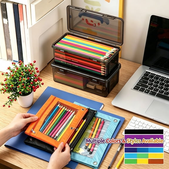 Kbndieu Pencil Case, Large Clear Pencil Box Case, Plastic Crayon Marker Box with Snap-tight Lid, Plastic Pencil Case, Plastic Pencil Box, Crayon Box Storage, Art Craft Marker Organizer on Clearance