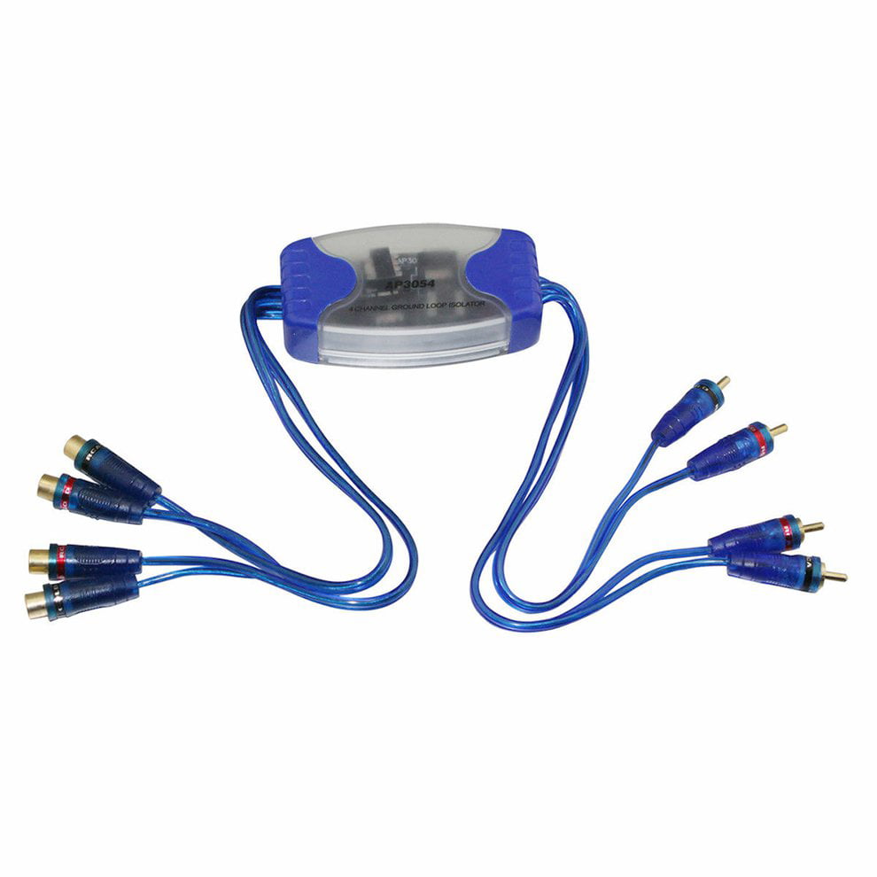 blue JIUY Exquisitely Designed Durable 4-Channel RCA Audio Noise Filter Suppressor Ground Loop Isolator Car Stereo 50W