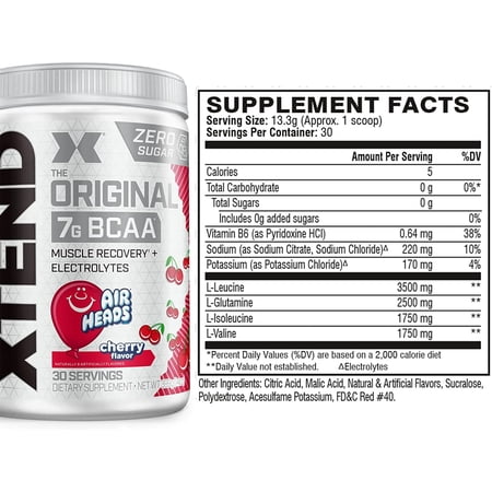 サイベーション エクステンド オリジナル BCAA エアヘッズ チェリー味 399g (14oz) 約30回分 SCIVATION XTEND Original BCAA Airheads Cherry