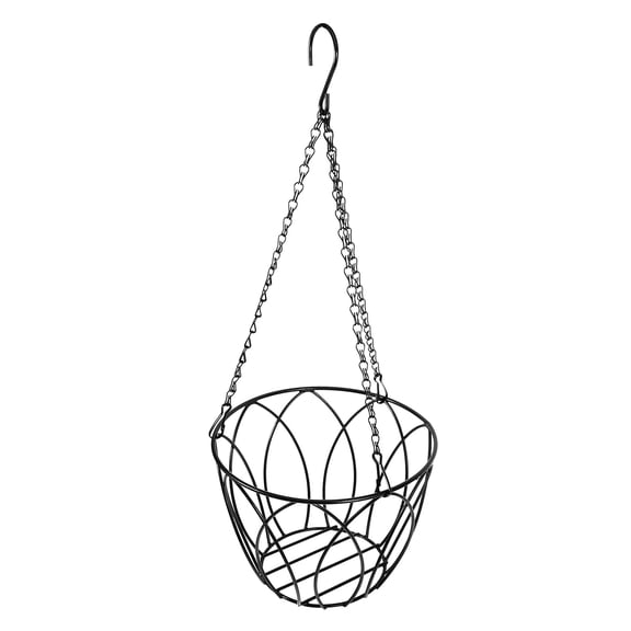 Minkissy Round Metal Hanging Planter Basket with Coir Liner and Chain for Indoor Outdoor Garden Decor and Plant Holder