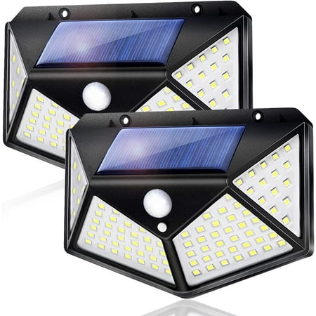 

Morttic 2 Pack Solar Lights Outdoor 100 LED Solar Wall Light with Motion Sensor IP65 Waterproofed and 3 Lighting Modes for Safety Lighting for Wall Patio Garden and Pathway