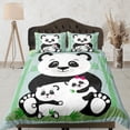 thumbnail image 1 of Panda lindo juego de funda nórdica de la familia colorido cubrecama, ropa de cama infantil con, 1 of 4