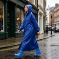 thumbnail image 5 of Kamentoy Women Waterproof Long Raincoat with Hood, Zipper Front Lightweight Rain Poncho Jacket for Hiking Camping Travel Outdoor Activities, 5 of 7