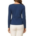 thumbnail image 3 of INSPIRE CHIC Women's Tops Round Neck Twist Front Long Sleeves Casual Blouses XL Navy Blue, 3 of 7