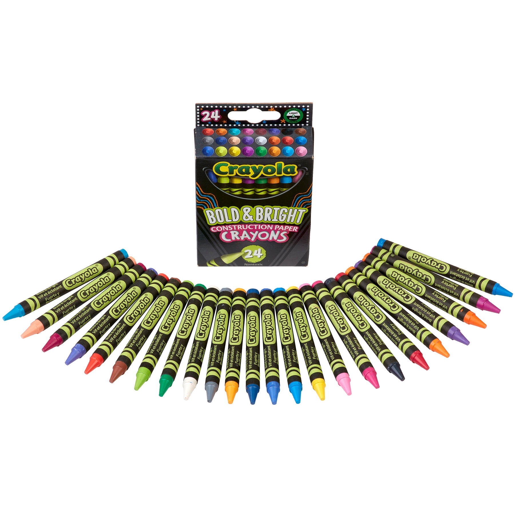 Crayola Bold & Bright Construction Paper Crayons, 24 Per Pack, 6 Packs