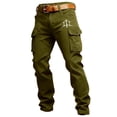 thumbnail image 3 of BUWTTED Casual Pants for Men Western Cargo Casual Work Trousers with Multiple Utility Pockets Outdoor Daily Wear Green Pants L, 3 of 5