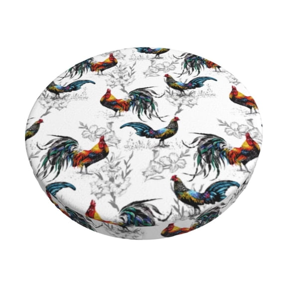 Logiee Cool Chicken Print Stool Covers Round,Bar Stool Covers,Watedrproof Stool Slipcover with Elastic,Stool Cushion,Round Bar Stool Seat Covers for Bar Round Chair-12 inch