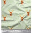 thumbnail image 1 of Soimoi Satin Silk Fabric Artistic Flower & Reindeer Face Animal Printed Fabric 1 Yard 42 Inch Wide, 1 of 1