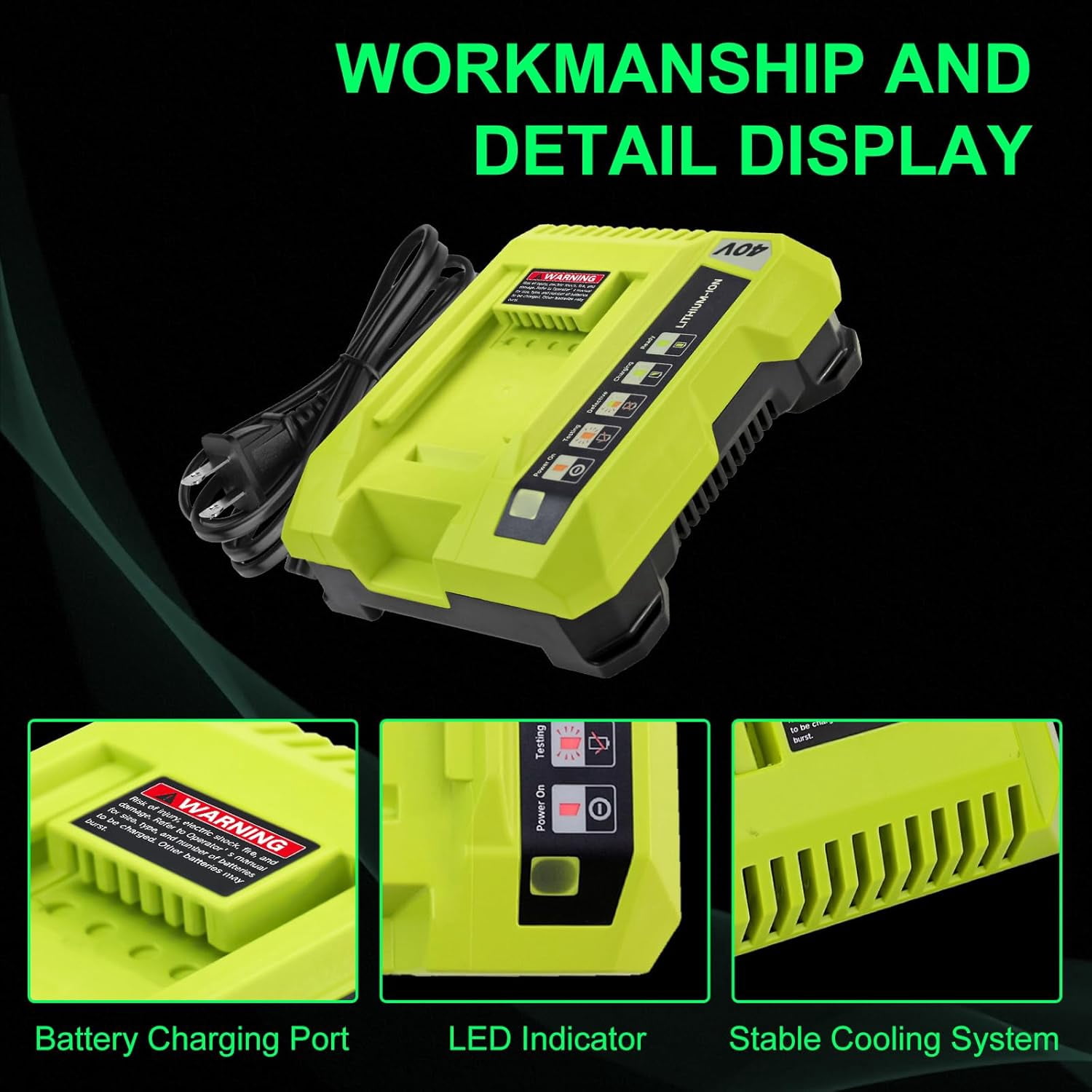2 x 40V 8.0Ah Replacement for Ryobi Battery and Op401 Charger Compatible with Ryobi Battery 40Volt OP4050A OP40601 OP4026