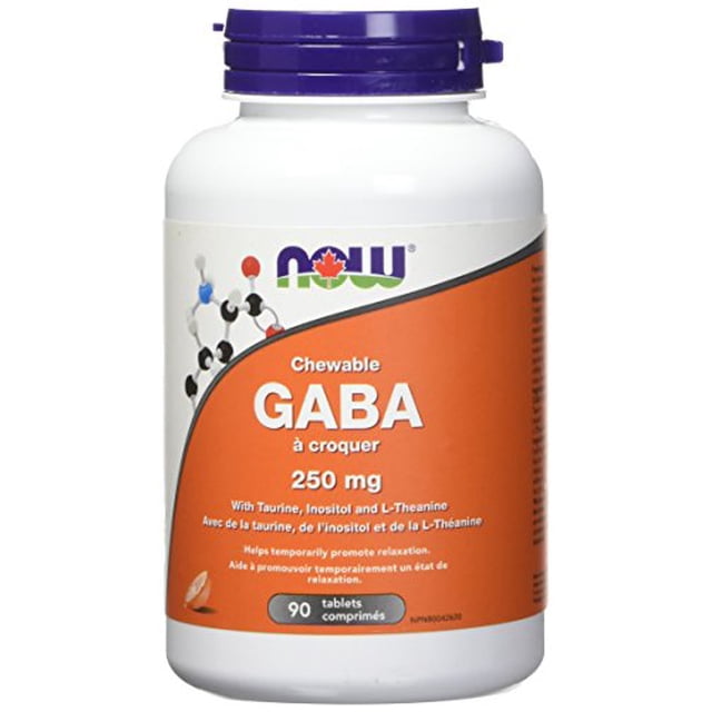 NOW Gaba with Co-factors Chewable Tablets, Orange, 250mg, 90 Count