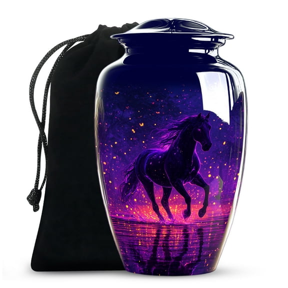 Large Purple Horse Urn for Ashes - Funeral Urns for Men - Decorative Urn for Ashes for Women - Purple Urns Infant (Size:- 10 inch 1 Pc)