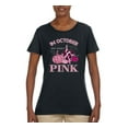 thumbnail image 2 of Wild Bobby In October We Wear Pink Pumpkin Cheetah Print Breast Cancer Awareness Women Graphic Tee, Black, Small, 2 of 6