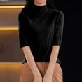thumbnail image 6 of Fartey Women's Short Sleeve Sweater Fashion Textured Sweaters Soft Lightweight Mock Neck Knit Pullover Sweater Solid Color Thin Jumper Tops Black L, 6 of 6