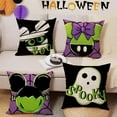thumbnail image 4 of Halloween Decorative Throw Pillow Covers 16 x 16 Set of 4, Spooky Ghost Mummy Boo Porch Outdoor Home Decor, Purple Black Funny Spider Web Couch Cushion Case, 4 of 6