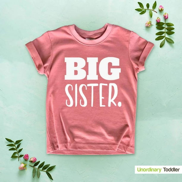 Big Sister Shirt Big Sister Announcement Toddler Shirts Promoted to Girls Outfit White on Mauve 2 Years