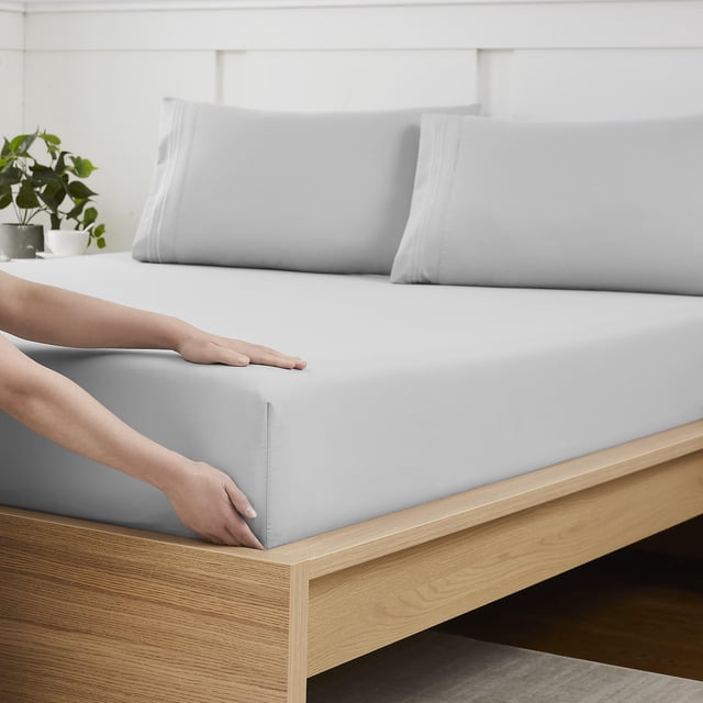 Sábana bajera ajustable Sweet Home Collection Queen Silver de microfibra