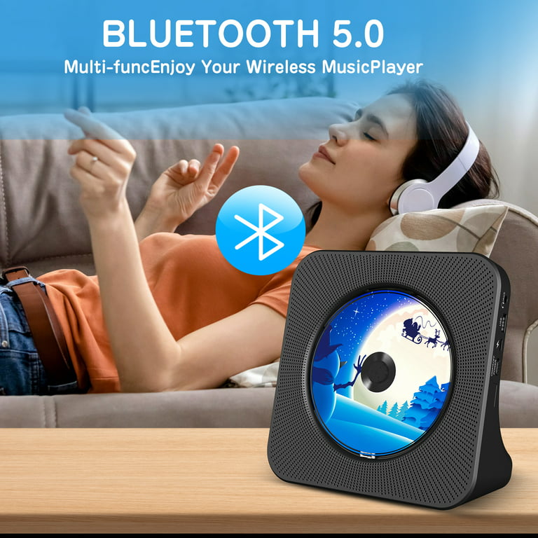 Qoosea Lecteur CD Portable Bluetooth 1500mAh Rechargeable Lecteur