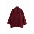 thumbnail image 5 of Female Trench Coat Long Sleeve Lapel Casual Jackets Winter Outerwear Wine Red XS, 5 of 9