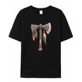 thumbnail image 7 of Tribal Art Men's T Shirts Tomahawk Feather T-Shirt for Men Crew Neck Tees Cotton Tops, Black, S, 7 of 7