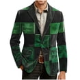 thumbnail image 2 of BLTIBY Men's St. Patrick's Day Corduroy Blazer Shamrock Jackets Button Loose Work Lapel Coat with Pockets Green 11 S, 2 of 4