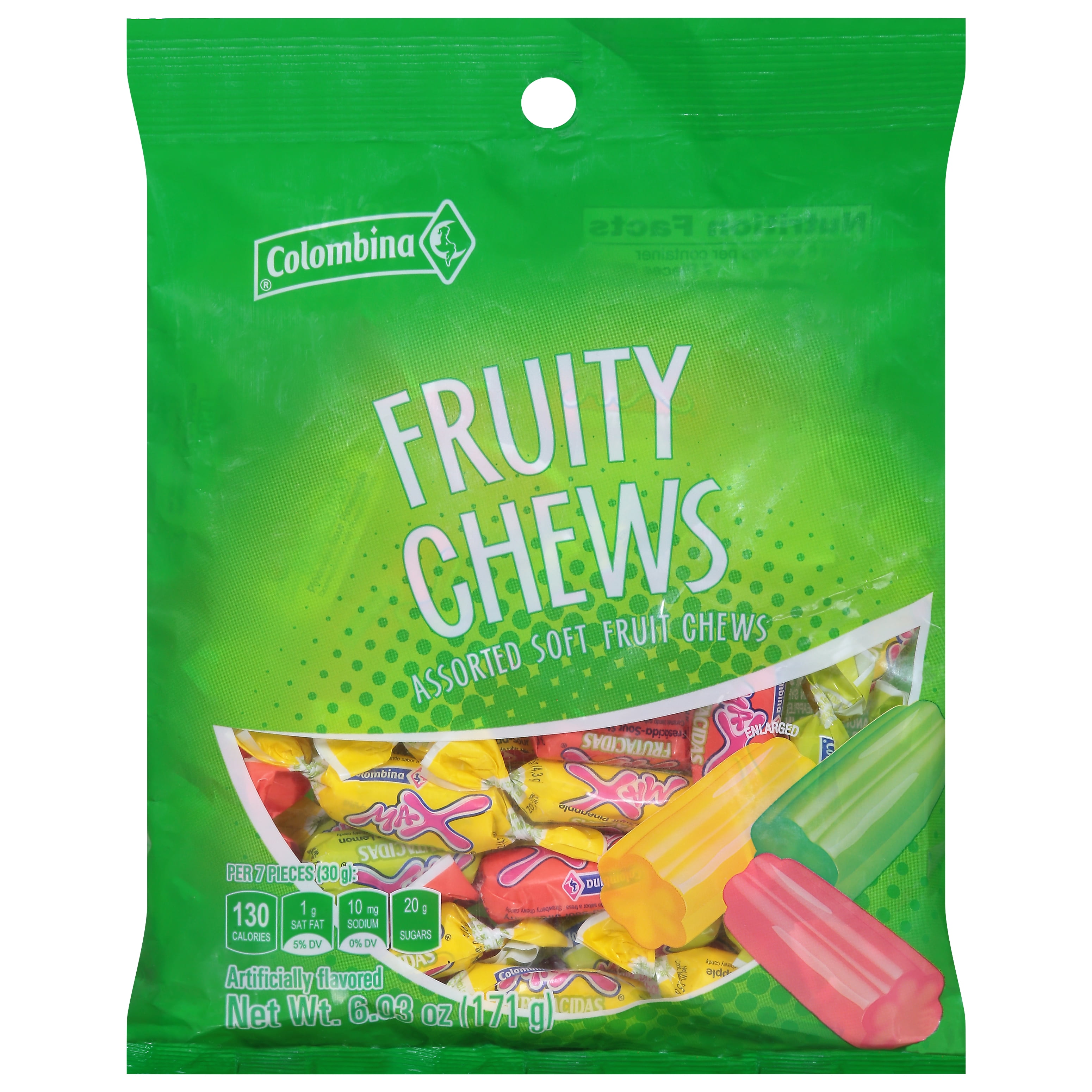 (6 pack) Colombina Fruity Chewy Candy, 6.03 oz