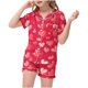 thumbnail image 3 of Odeerbi 2-12 Años Niños Niñas Verano Día de San Valentín Pijama de Satén Solapa Con Muescas Manga Corta Pantalones Cortos Conjunto, 3 of 5